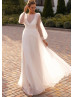 Two Pieces Ivory Satin Organza Civil Wedding Dress